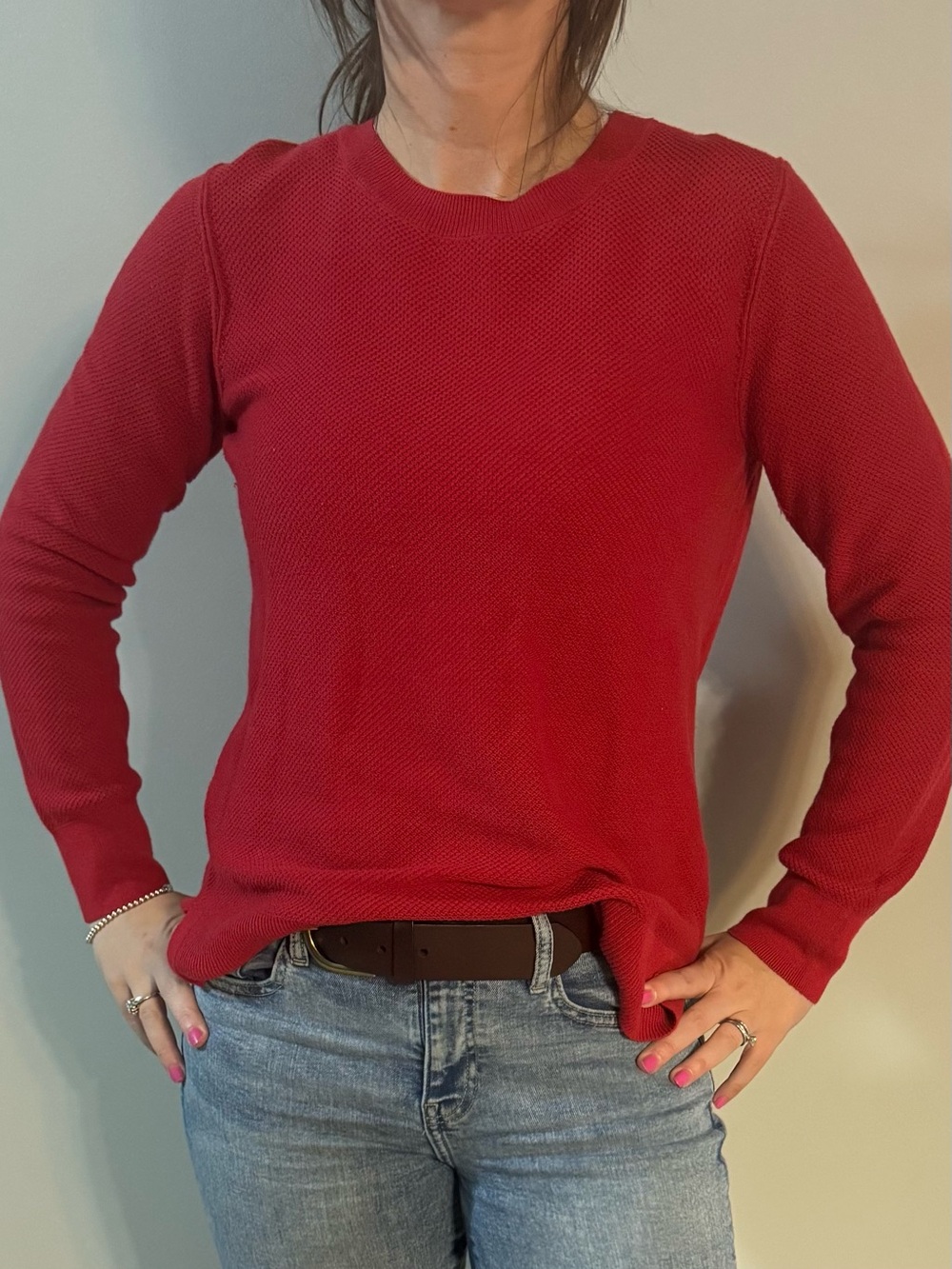 GAP Classic Red Knit Crewneck Sweater